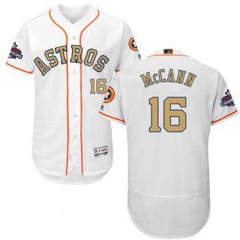 Men's Houston Astros #16 Brian McCann White 2018 Gold Program Flexbase Stitched MLB Jersey