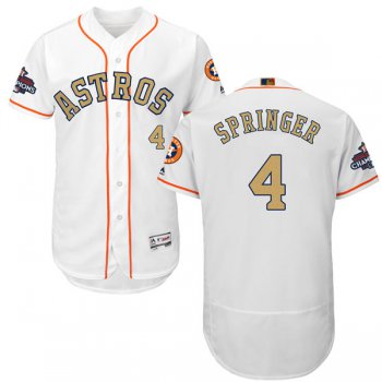 Men's Houston Astros #4 George Springer White 2018 Gold Program Flexbase Stitched MLB Jersey