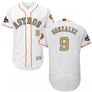 Men's Houston Astros #9 Marwin Gonzalez White 2018 Gold Program Flexbase Stitched MLB Jersey