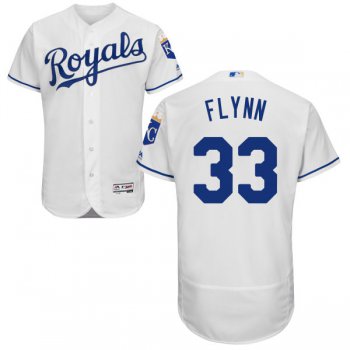Men's Kansas City Royals #33 Brian Flynn Majestic White 2016 Flexbase Authentic Collection Jersey