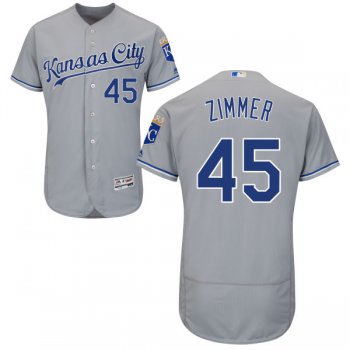 Men's Kansas City Royals #45 Kyle Zimmer Majestic Gray 2016 Flexbase Authentic Collection Jersey