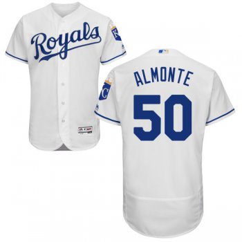 Men's Kansas City Royals #50 Miguel Almonte Majestic White 2016 Flexbase Authentic Collection Jersey