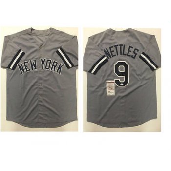 New York Yankees #9 Graig Nettles Grey Baseball Jersey