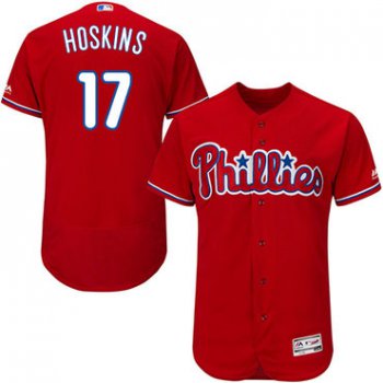 Philadelphia Phillies #17 Rhys Hoskins Red Flexbase Authentic Collection Stitched MLB Jersey