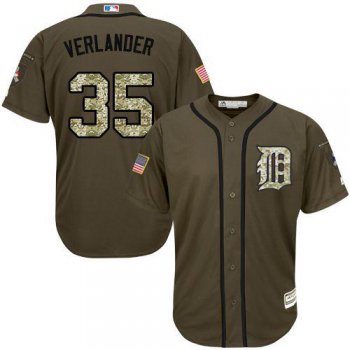 Detroit Tigers #35 Justin Verlander Green Salute to Service Stitched MLB Jersey
