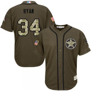 Houston Astros #34 Nolan Ryan Green Salute to Service Stitched MLB Jersey