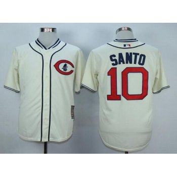 Men's Chicago Cubs #10 Ron Santo Retired Cream 1929 Majestic Cooperstown Collection Throwback Jersey