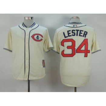 Men's Chicago Cubs #34 Jon Lester Cream 1929 Majestic Cooperstown Collection Throwback Jersey