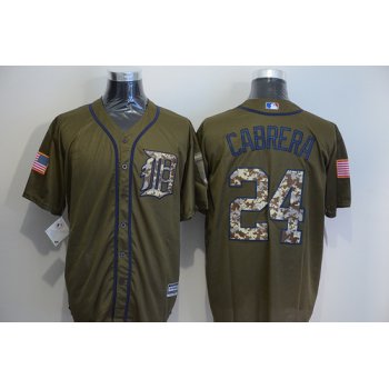 Men's Detroit Tigers #24 Miguel Cabrera Green Salute to Service Majestic Baseball Jersey