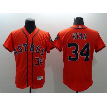 Men's Houston Astros #34 Nolan Ryan Retired Orange 2016 Flexbase Majestic Baseball Jersey