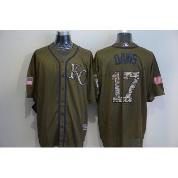 Men's Kansas City Royals #17 Wade Davis Green Salute to Service Majestic Baseball Jersey