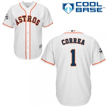 Men's Houston Astros #1 Carlos Correa White New Cool Base 2017 World Series Bound Stitched MLB Jersey