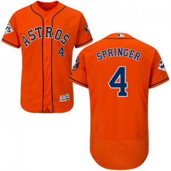 Men's Houston Astros #4 George Springer Orange Flexbase Authentic Collection 2017 World Series Bound Stitched MLB Jersey