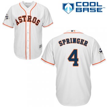 Men's Houston Astros #4 George Springer White New Cool Base 2017 World Series Bound Stitched MLB Jersey