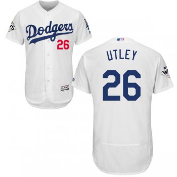 Men's Los Angeles Dodgers #26 Chase Utley White Flexbase Authentic Collection 2017 World Series Bound Stitched MLB Jersey