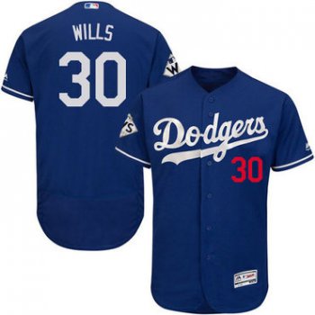 Men's Los Angeles Dodgers #30 Maury Wills Blue Flexbase Authentic Collection 2017 World Series Bound Stitched MLB Jersey