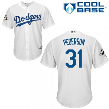 Men's Los Angeles Dodgers #31 Joc Pederson White New Cool Base 2017 World Series Bound Stitched MLB Jersey