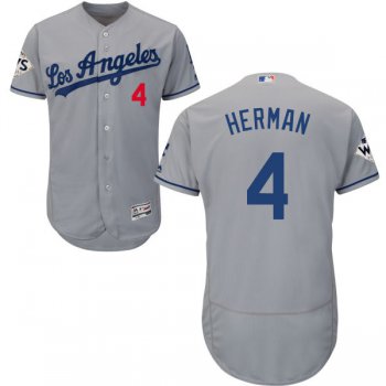 Men's Los Angeles Dodgers #4 Babe Herman Grey Flexbase Authentic Collection 2017 World Series Bound Stitched MLB Jersey