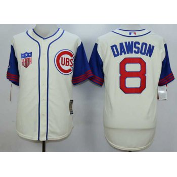 Men's Chicago Cubs #8 Andre Dawson Cream 1942 Turn Back The Clock Jersey