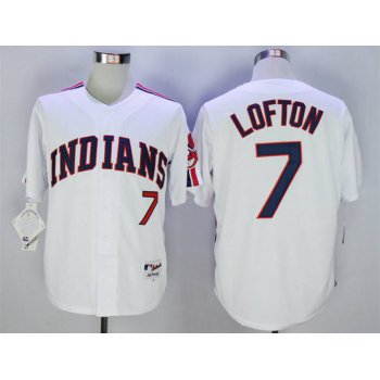 Men's Cleveland Indians #7 Kenny Lofton White 1978 Throwback Jersey
