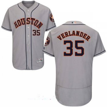 Men's Houston Astros #35 Justin Verlander Gray Road Stitched MLB Majestic Flex Base Jersey