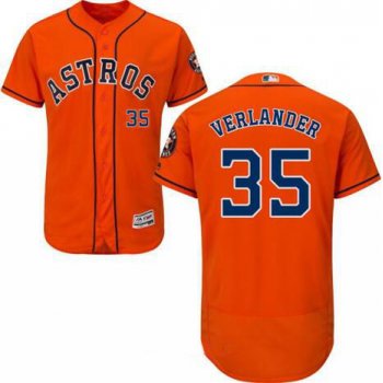 Men's Houston Astros #35 Justin Verlander Orange Stitched MLB Majestic Flex Base Jersey