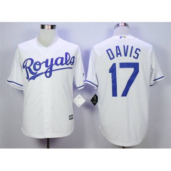 Men's Kansas City Royals #17 Wade Davis White New Cool Base Jersey