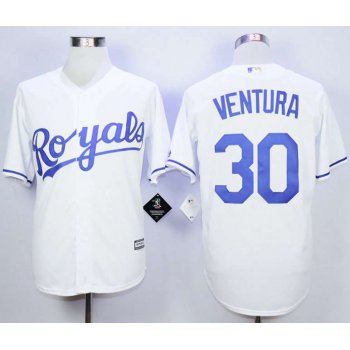 Men's Kansas City Royals #30 Yordano Ventura White New Cool Base Jersey