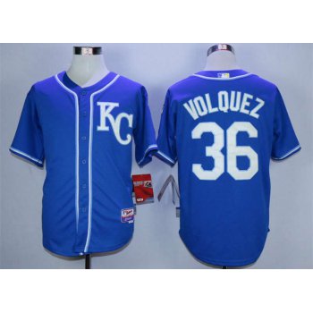 Men's Kansas City Royals #36 Edinson Volquez Blue Cool Base Jersey