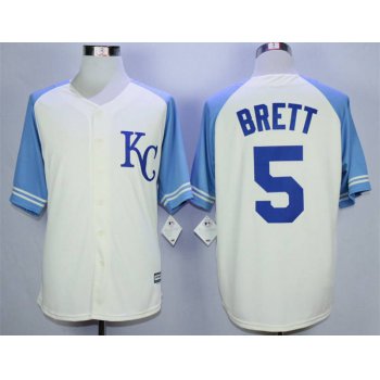 Men's Kansas City Royals #5 George Brett Cream New Cool Base Jersey