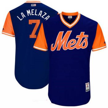 Men's New York Mets Jose Reyes La Melaza Majestic Royal 2017 Little League World Series Players Weekend Stitched Nickname Jersey