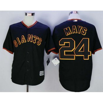 Men's San Francisco Giants #24 Willie Mays Black New Cool Base Jersey