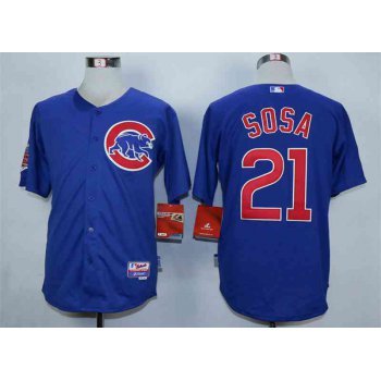 Men's Chicago Cubs #21 Sammy Sosa Blue Cool Base Jersey