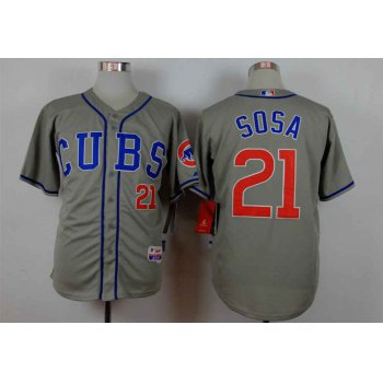 Men's Chicago Cubs #21 Sammy Sosa Grey Cool Base Jersey