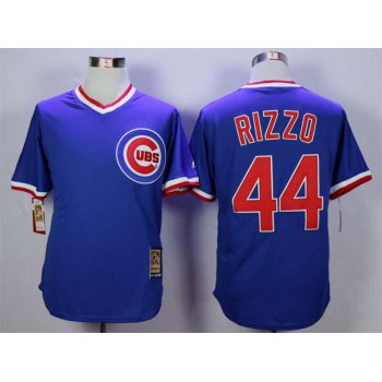 Men's Chicago Cubs #44 Anthony Rizzo Blue Throwback Jersey