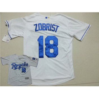 Men's Kansas City Royals #18 Ben Zobrist Home White 2015 MLB Cool Base Jersey
