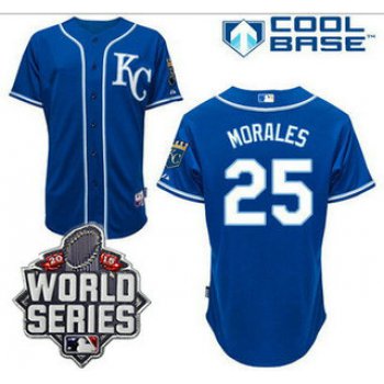 Men's Kansas City Royals #25 Kendrys Morales KC Blue Alternate Baseball Jersey With 2015 World Series Patch