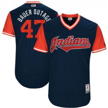 Men's Cleveland Indians Trevor Bauer Bauer Outage Majestic Navy 2017 Players Weekend Authentic Jersey
