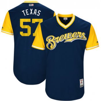 Men's Milwaukee Brewers Chase Anderson Texas Majestic Navy 2017 Players Weekend Authentic Jersey