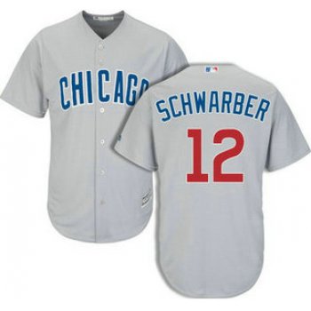 Men's Chicago Cubs #12 Kyle Schwarber Away Gray MLB Cool Base Jersey
