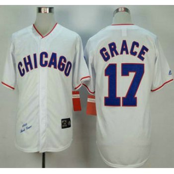 Men's Chicago Cubs #17 Matt Garza 1968 White Throwback Jersey