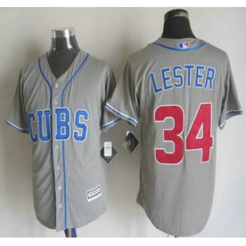 Men's Chicago Cubs #34 Jon Lester Alternate Gray 2015 MLB Cool Base Jersey