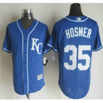Men's Kansas City Royals #35 Eric Hosmer Alternate Blue KC 2015 MLB Cool Base Jersey