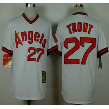 Men's LA Angels of Anaheim #27 Mike Trout 1980 Turn Back The Clock White Jersey