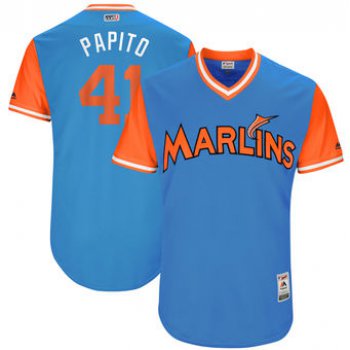 Men's Miami Marlins Justin Bour Papito Majestic Blue 2017 Players Weekend Authentic Jersey