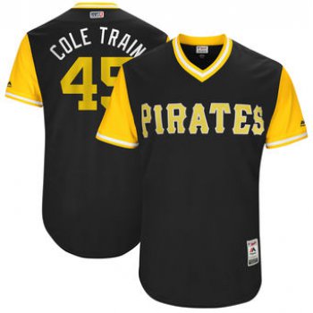 Men's Pittsburgh Pirates Gerrit Cole Cole Train Majestic Black 2017 Players Weekend Authentic Jersey