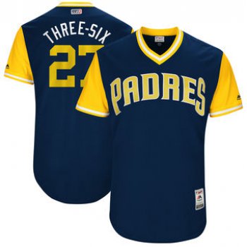 Men's San Diego Padres Jered Weaver Three-Six Majestic Navy 2017 Players Weekend Authentic Jersey