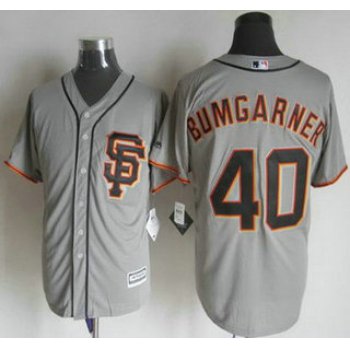Men's San Francisco Giants #40 Madison Bumgarner Alternate Gray SF 2015 MLB Cool Base Jersey