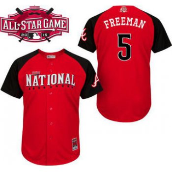 National League Atlanta Braves #5 Freddie Freeman Red 2015 All-Star BP Jersey