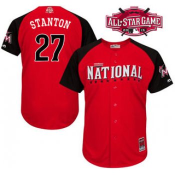 National League Miami Marlins #27 Giancarlo Stanton 2015 MLB All-Star Red Jersey